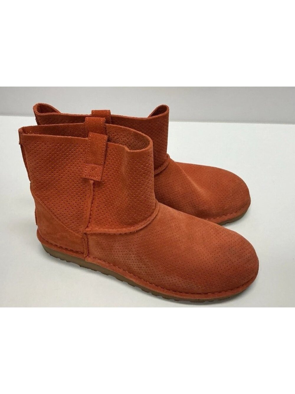 UGG Australia Classic Unlined Perf Suede Booties Orange Boots Women’s Size 10